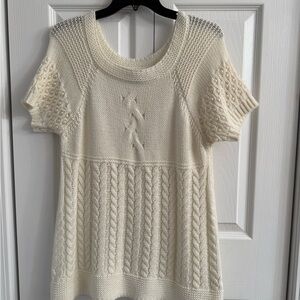 New Directions Cream Textured Knit Sweater